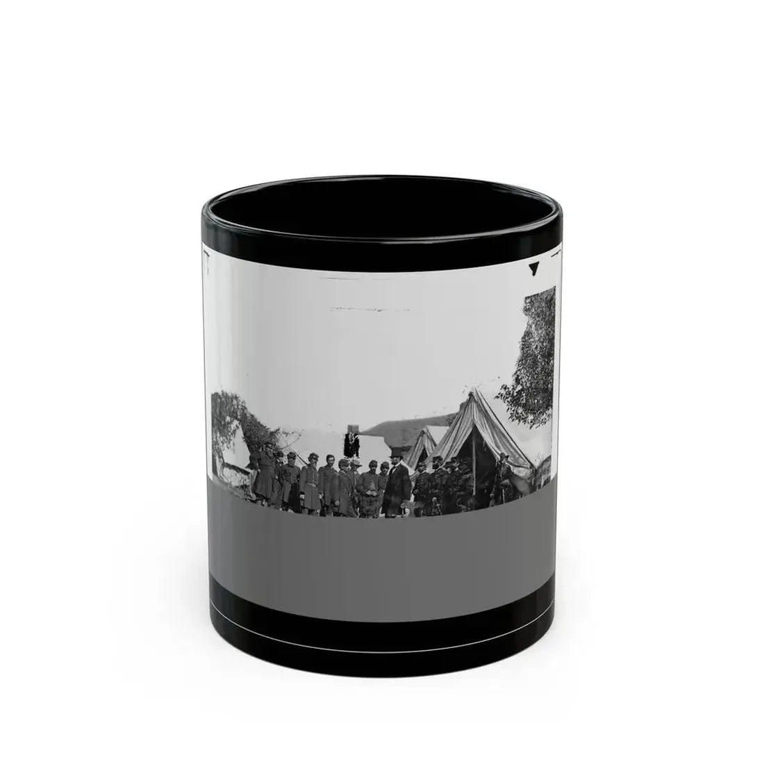 Antietam, Md. President Lincoln With Gen. George B. Mcclellan And Group Of Officers (U.S. Civil War) Black Coffee Mug 11oz - Go Mug Yourself