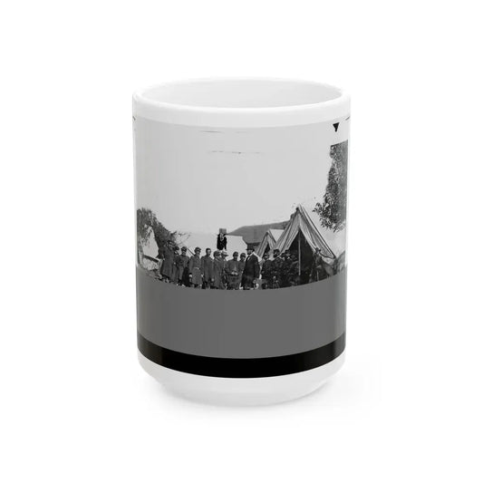 Antietam, Md. President Lincoln With Gen. George B. Mcclellan And Group Of Officers (U.S. Civil War) White Coffee Mug 15oz - Go Mug Yourself