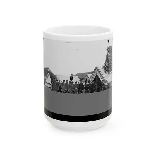 Antietam, Md. President Lincoln With Gen. George B. Mcclellan And Group Of Officers (U.S. Civil War) White Coffee Mug 15oz - Go Mug Yourself