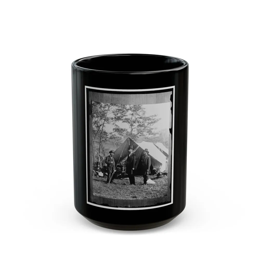 Antietam, Md. Allan Pinkerton, President Lincoln, And Maj. Gen John A. Mcclernand (U.S. Civil War) Black Coffee Mug-15oz-Go Mug Yourself