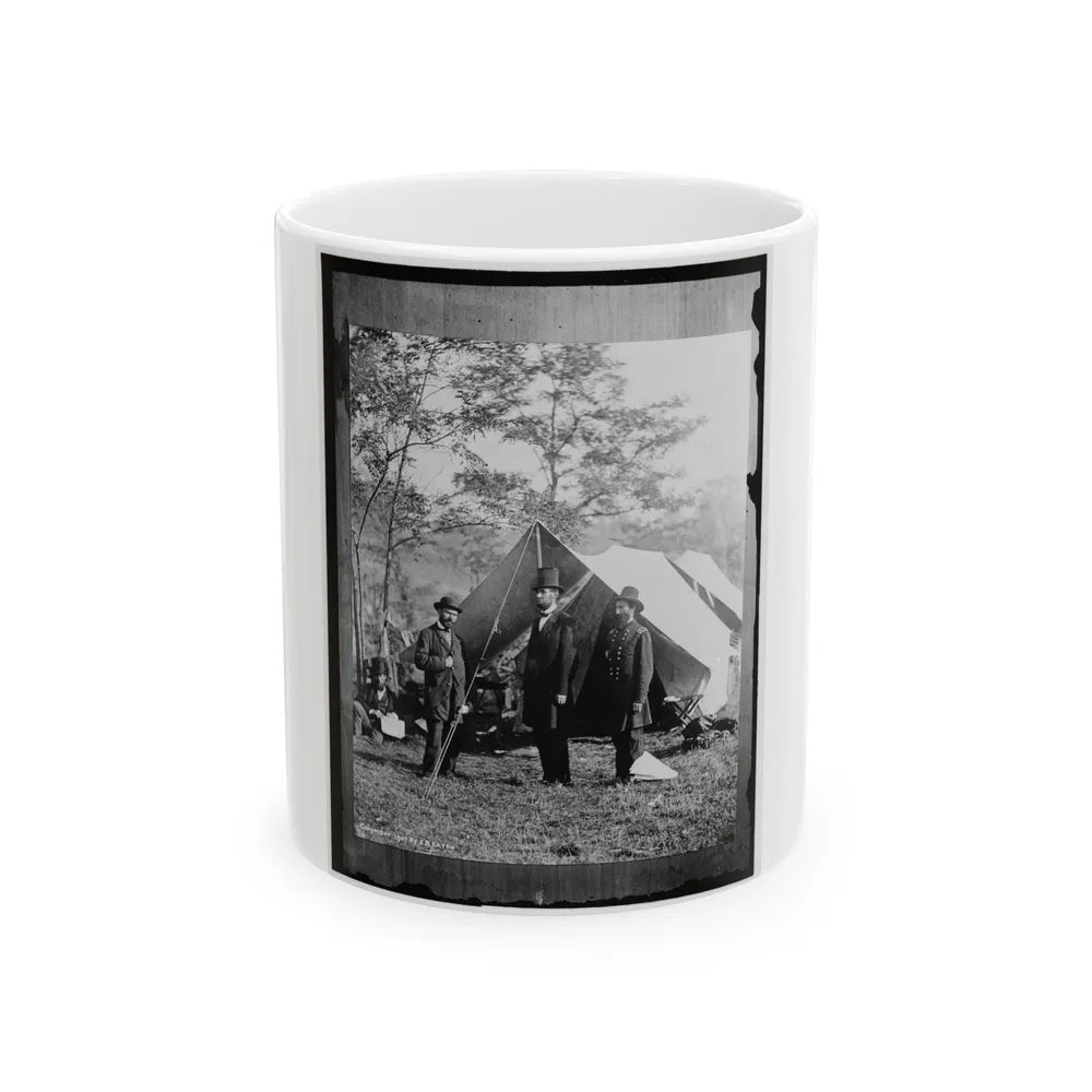 Antietam, Md. Allan Pinkerton, President Lincoln, And Maj. Gen John A. Mcclernand (U.S. Civil War) White Coffee Mug-11oz-Go Mug Yourself