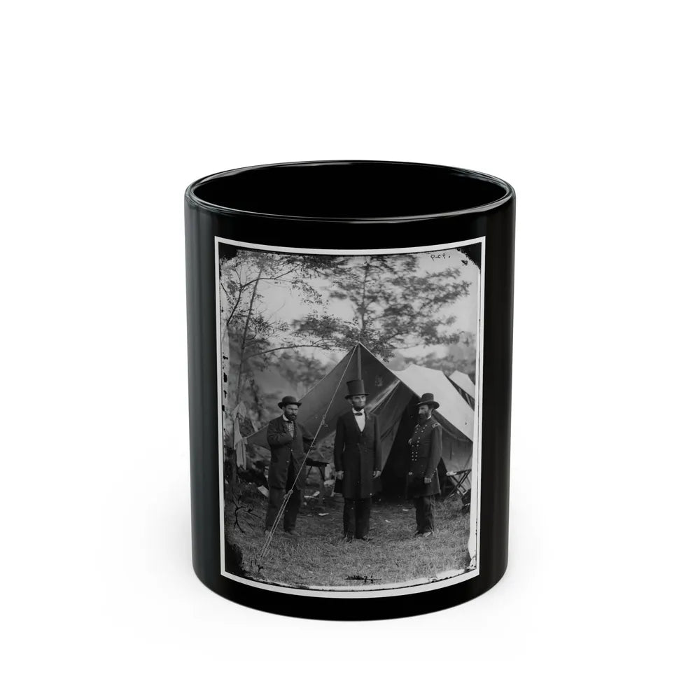 Antietam, Md. Allan Pinkerton, President Lincoln, And Maj. Gen. John A. Mcclernand; Another View (U.S. Civil War) Black Coffee Mug-11oz-Go Mug Yourself