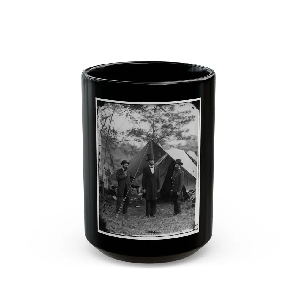 Antietam, Md. Allan Pinkerton, President Lincoln, And Maj. Gen. John A. Mcclernand; Another View (U.S. Civil War) Black Coffee Mug-15oz-Go Mug Yourself