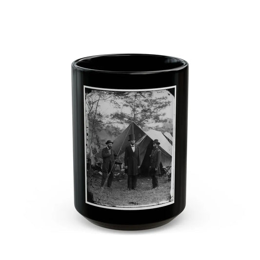 Antietam, Md. Allan Pinkerton, President Lincoln, And Maj. Gen. John A. Mcclernand; Another View (U.S. Civil War) Black Coffee Mug-15oz-Go Mug Yourself