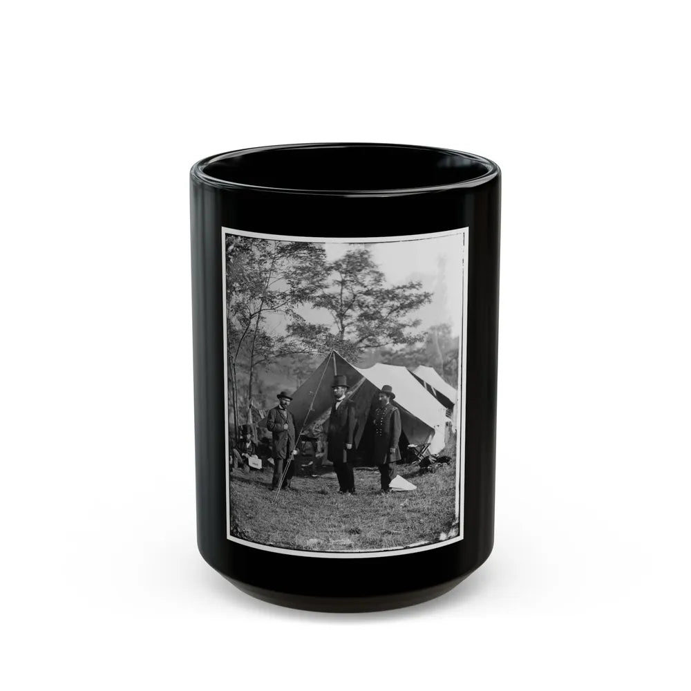 Antietam, Md. Allan Pinkerton, President Lincoln, And Maj. Gen. John A. Mcclernand (U.S. Civil War) Black Coffee Mug-15oz-Go Mug Yourself