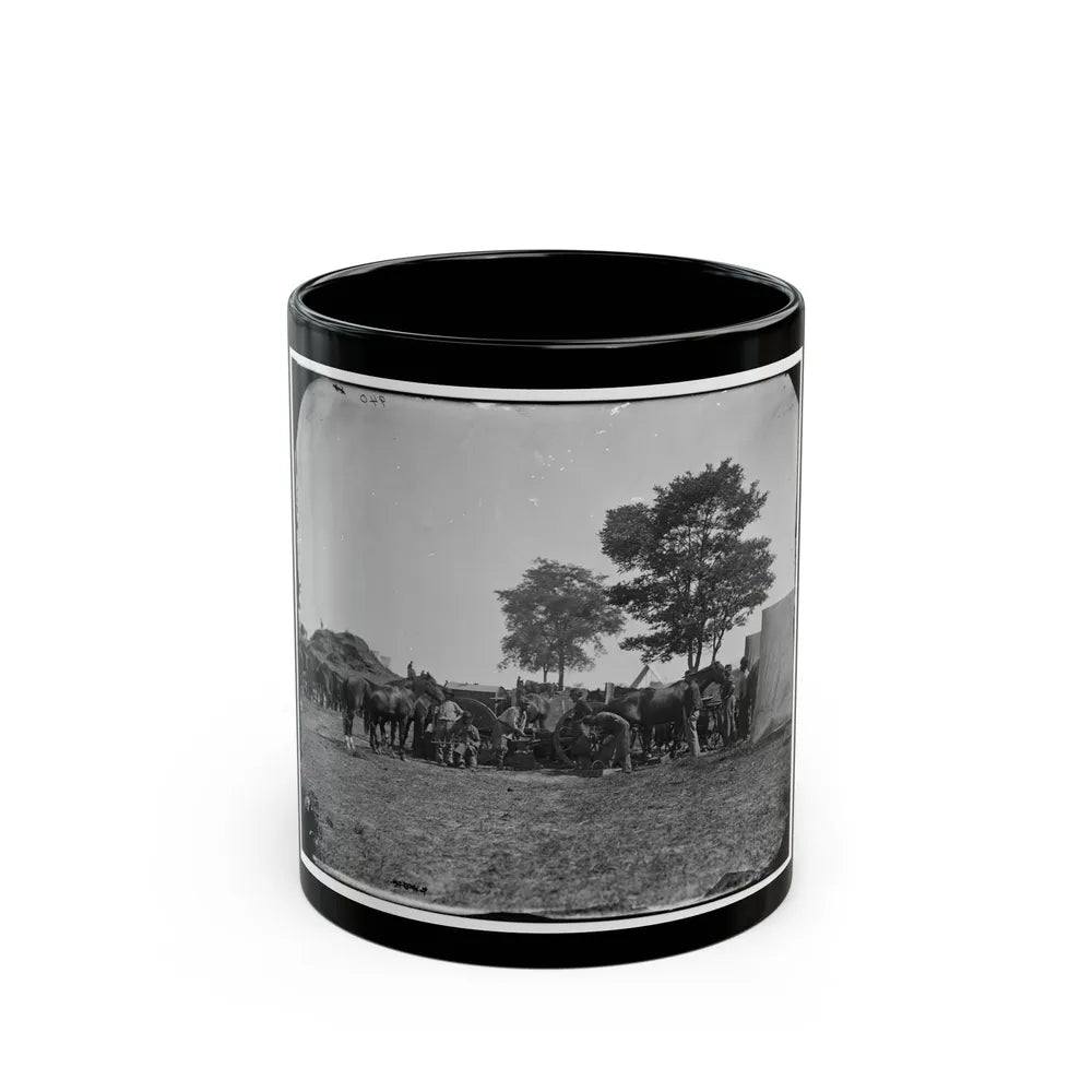 Antietam, Md. Blacksmith Shoeing Horses At Headquarters, Army Of The Potomac (U.S. Civil War) Black Coffee Mug-11oz-Go Mug Yourself