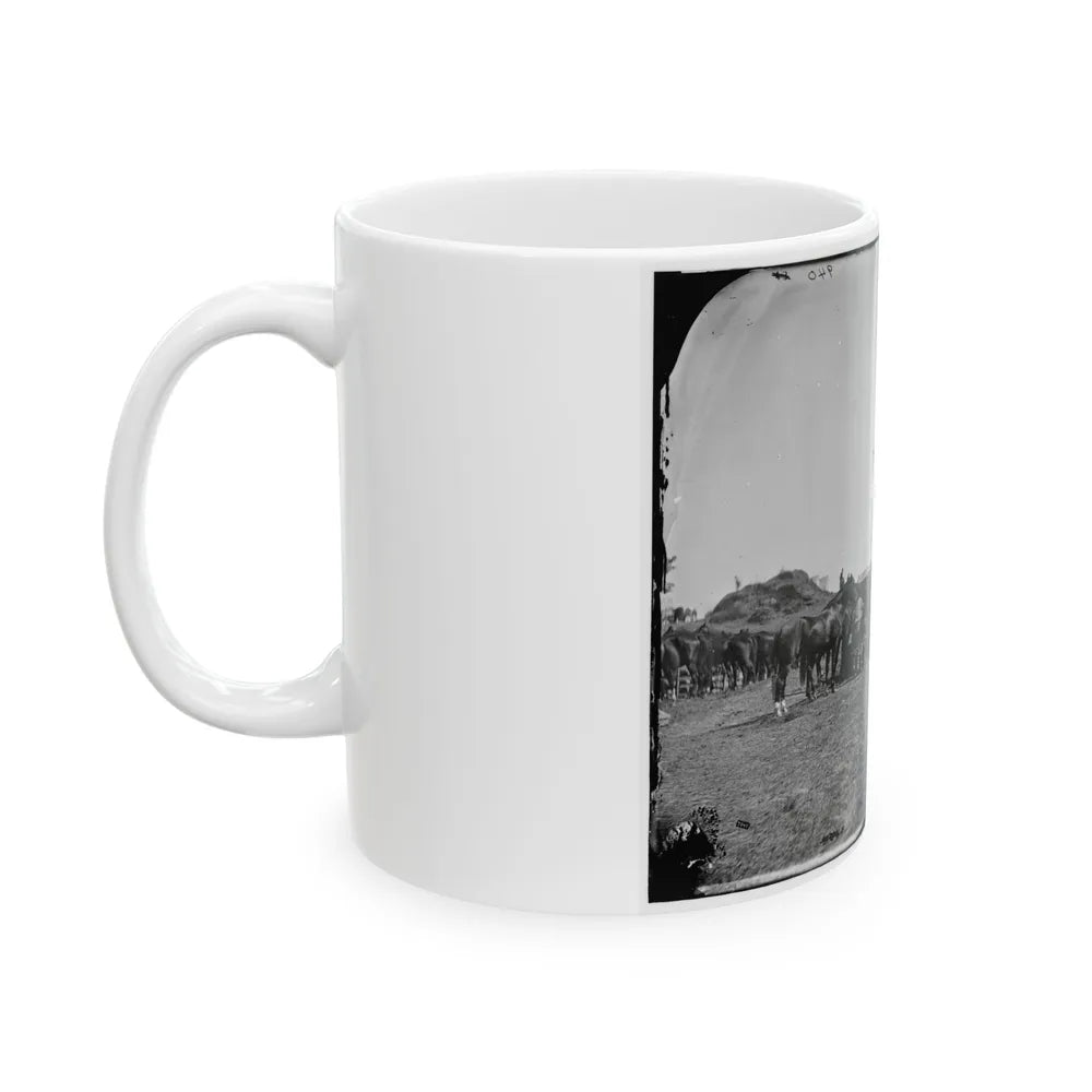 Antietam, Md. Blacksmith Shoeing Horses At Headquarters, Army Of The Potomac (U.S. Civil War) White Coffee Mug-Go Mug Yourself