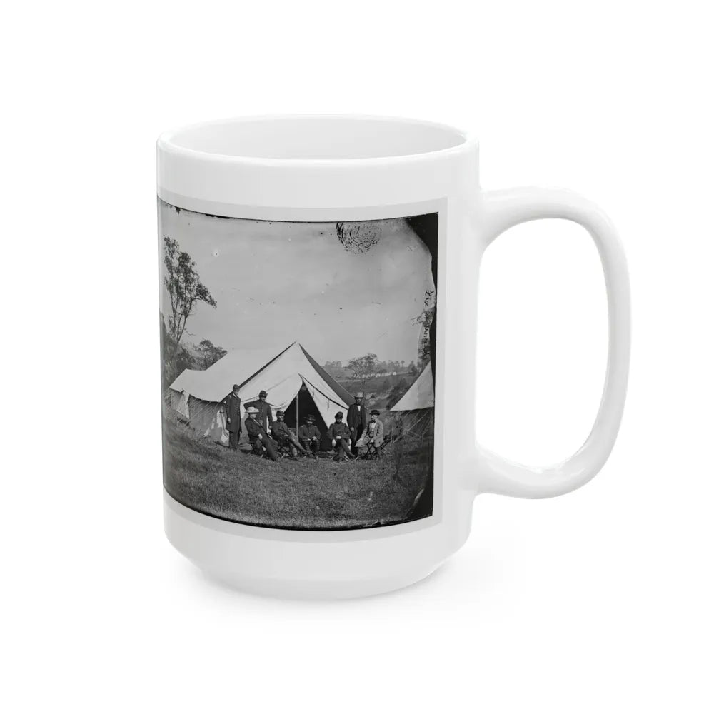 Antietam, Md. Gen. Randolph B. Marcy With Officers And Civilians At Army Of The Potomac Headquarters (U.S. Civil War) White Coffee Mug-Go Mug Yourself