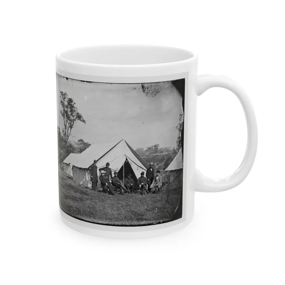 Antietam, Md. Gen. Randolph B. Marcy With Officers And Civilians At Army Of The Potomac Headquarters (U.S. Civil War) White Coffee Mug-Go Mug Yourself