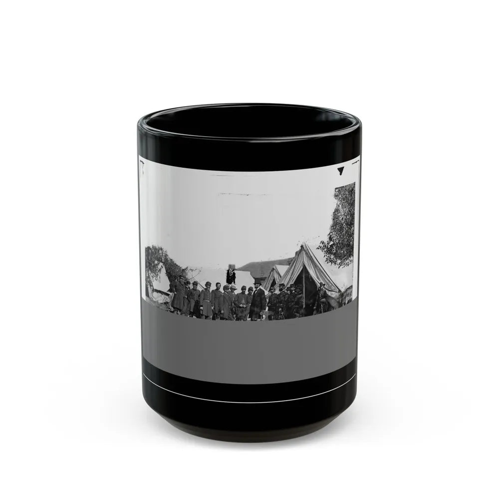 Antietam, Md. President Lincoln With Gen. George B. Mcclellan And Group Of Officers (U.S. Civil War) Black Coffee Mug-15oz-Go Mug Yourself