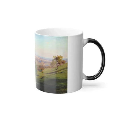 Anton Hlavacek (1842-1926) Danube Landscape near Vienna - Oil on Canvas - Color Changing Mug 11oz - Go Mug Yourself
