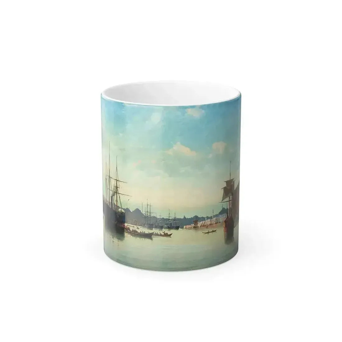Anton Melbye (1818-1875) A View of the Port of Istanbul - Oil on Canvas 1861 - Color Changing Mug 11oz 11oz - Go Mug Yourself