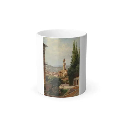 Antonietta Brandeis (1849-) Florence, View of the Palazzo Vecchio The Fiesole In the Distance - Color Changing Mug 11oz 11oz - Go Mug Yourself