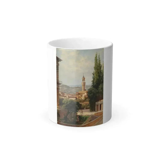 Antonietta Brandeis (1849-) Florence, View of the Palazzo Vecchio The Fiesole In the Distance - Color Changing Mug 11oz 11oz - Go Mug Yourself