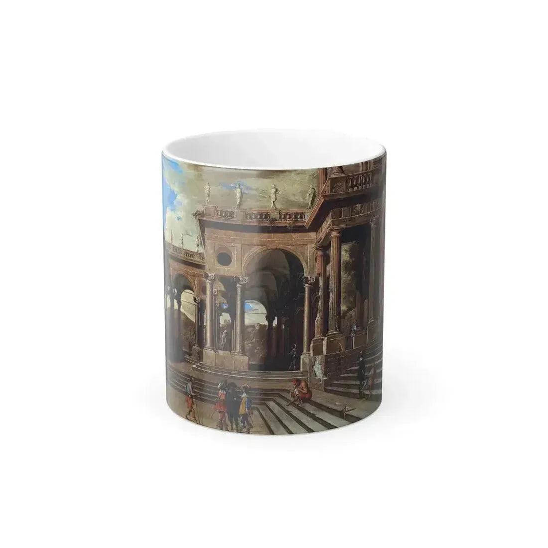 Antonio di Michele (17th Century) An architectural capriccio with figures in front of a portico - Oil on-0 - Color Changing Mug 11oz 11oz - Go Mug Yourself