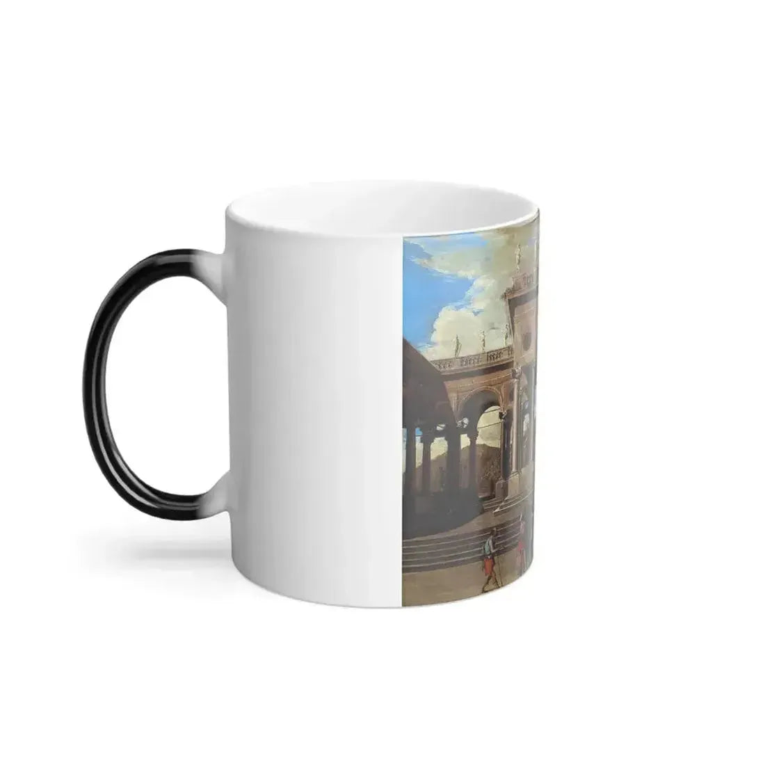 Antonio di Michele (17th Century) An architectural capriccio with figures in front of a portico - Oil on-0 - Color Changing Mug 11oz - Go Mug Yourself