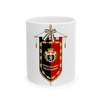 Aosta-Gonfalone (Italy) White Coffee Mug 11oz - Go Mug Yourself