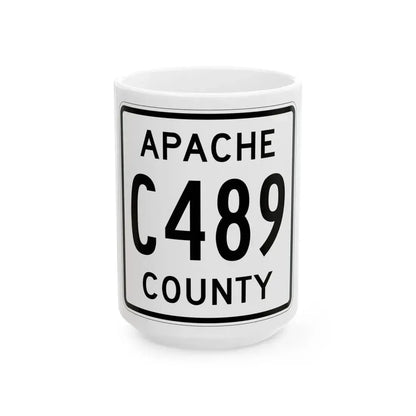 Apache County C489 (Arizona) (Road Sign) White Coffee Mug 15oz - Go Mug Yourself