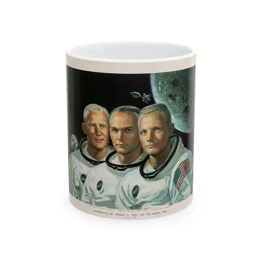 Apollo 11, Vintage Crew Color Lithograph, 1969 - White Coffee Mug 11oz - Go Mug Yourself