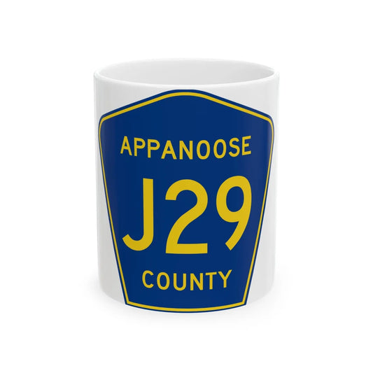 Appanoose County Route J29 IA (Iowa) (Road Sign) White Coffee Mug 11oz - Go Mug Yourself