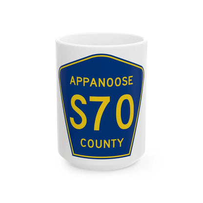 Appanoose County Route S70 IA (Iowa) (Road Sign) White Coffee Mug 15oz - Go Mug Yourself