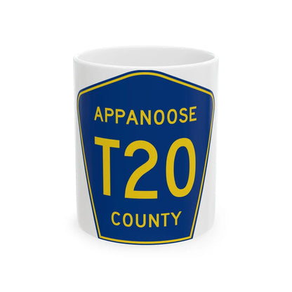 Appanoose County Route T20 IA (Iowa) (Road Sign) White Coffee Mug 11oz - Go Mug Yourself