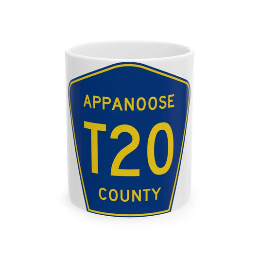 Appanoose County Route T20 IA (Iowa) (Road Sign) White Coffee Mug 11oz - Go Mug Yourself