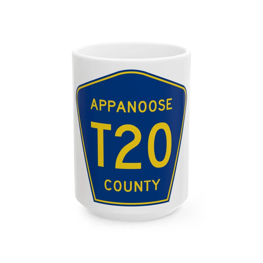 Appanoose County Route T20 IA (Iowa) (Road Sign) White Coffee Mug 15oz - Go Mug Yourself