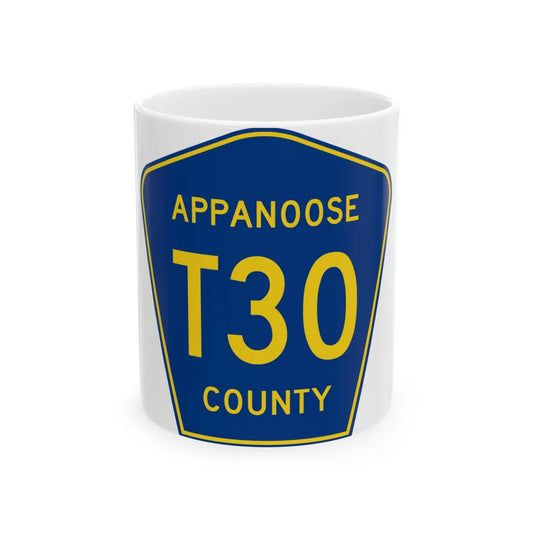 Appanoose County Route T30 IA (Iowa) (Road Sign) White Coffee Mug 11oz - Go Mug Yourself