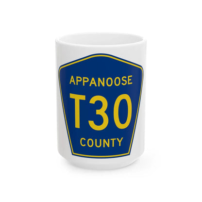 Appanoose County Route T30 IA (Iowa) (Road Sign) White Coffee Mug 15oz - Go Mug Yourself