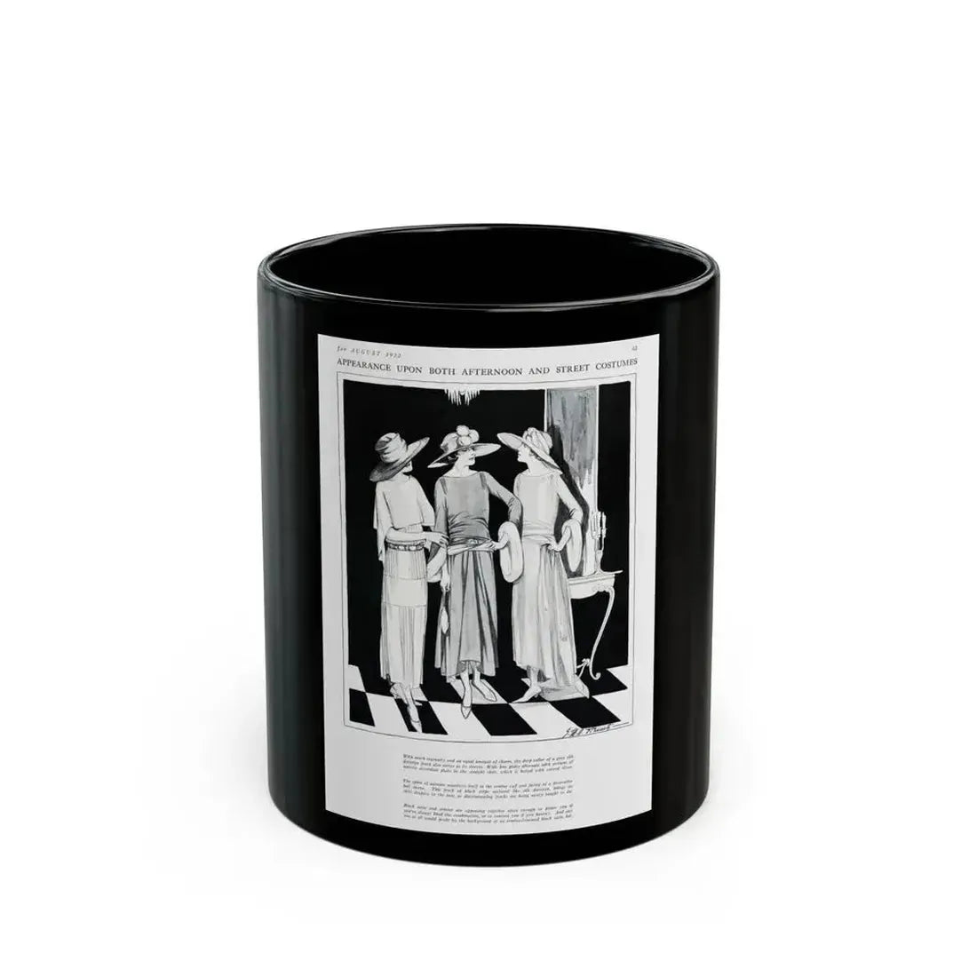 Appearance Upon Both Afternoon, Harper's Bazaar, August 1922 - Black Coffee Mug 11oz - Go Mug Yourself