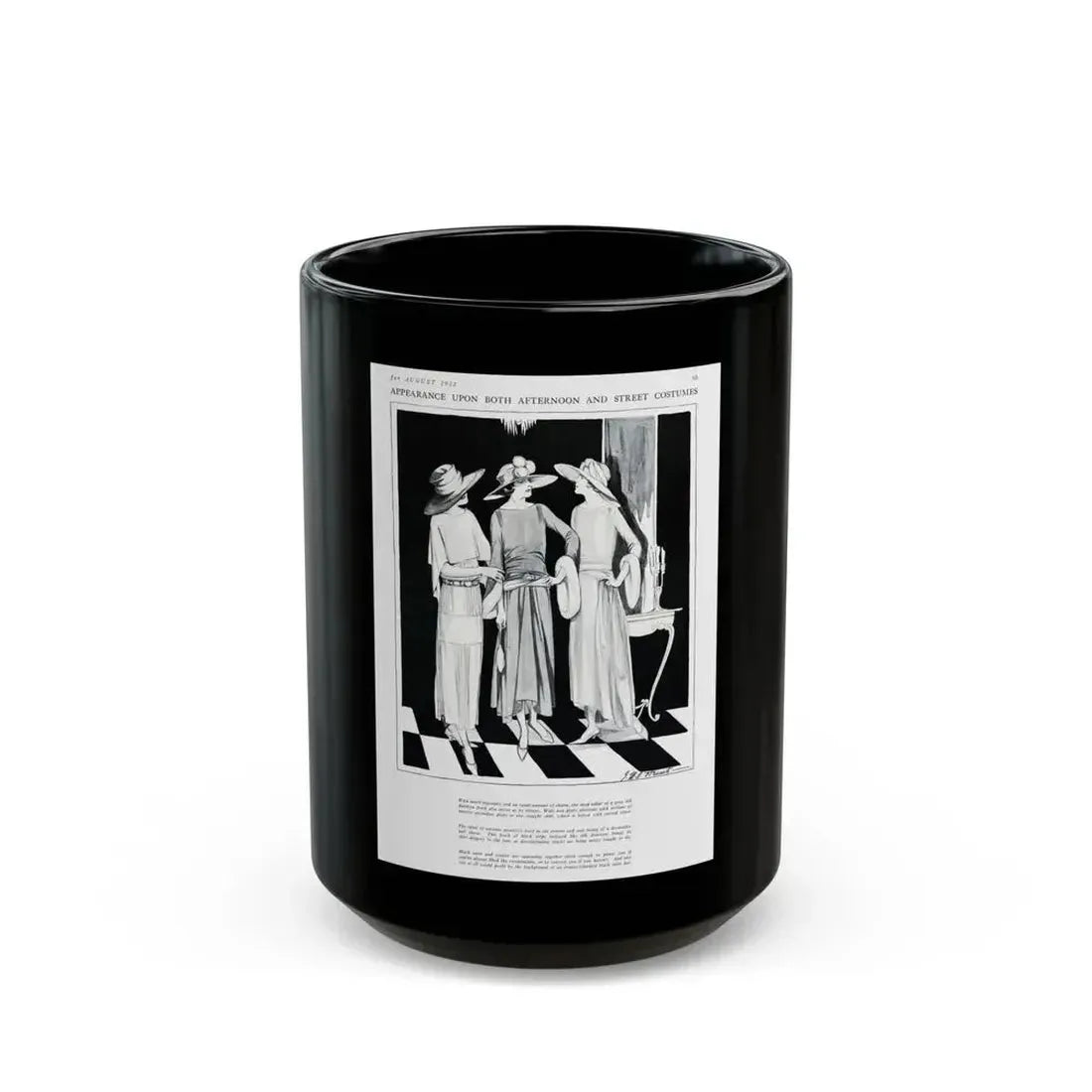Appearance Upon Both Afternoon, Harper's Bazaar, August 1922 - Black Coffee Mug 15oz - Go Mug Yourself
