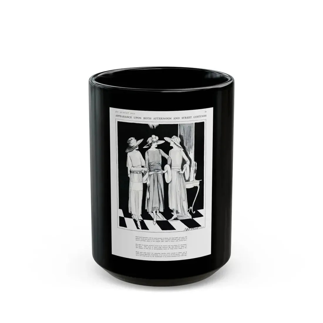 Appearance Upon Both Afternoon, Harper's Bazaar, August 1922 - Black Coffee Mug 15oz - Go Mug Yourself