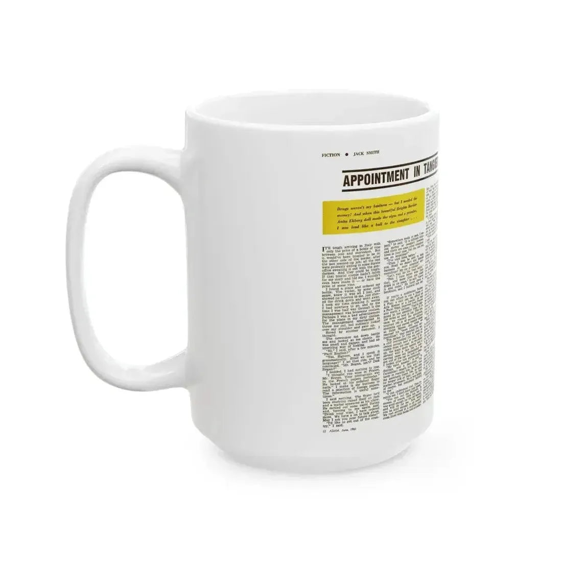 Appointment In Tangier, Adam magazine, June 1961 - White Coffee Mug - Go Mug Yourself
