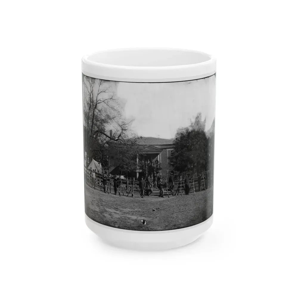 Appomattox Court House, Va. Federal Soldiers At The Courthouse (U.S. Civil War) White Coffee Mug 15oz - Go Mug Yourself