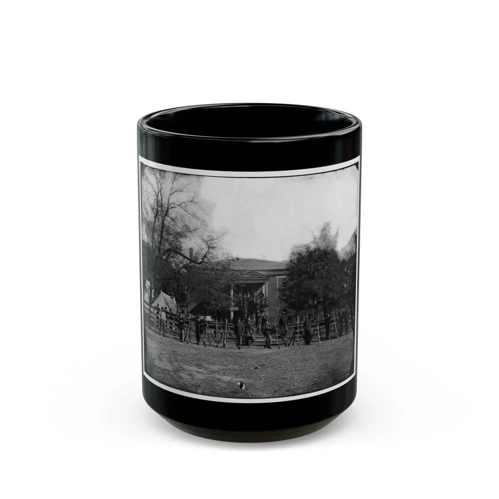 Appomattox Court House, Va. Federal Soldiers At The Courthouse (U.S. Civil War) Black Coffee Mug-15oz-Go Mug Yourself