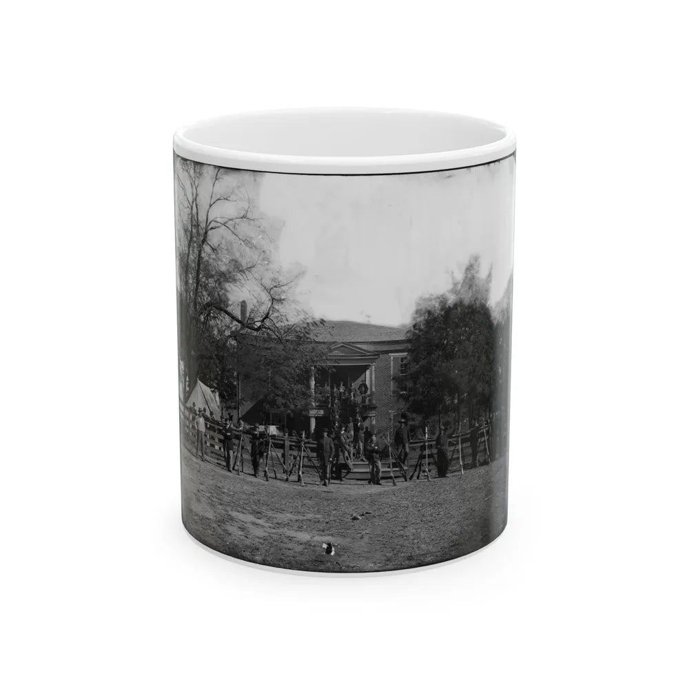 Appomattox Court House, Va. Federal Soldiers At The Courthouse (U.S. Civil War) White Coffee Mug-11oz-Go Mug Yourself