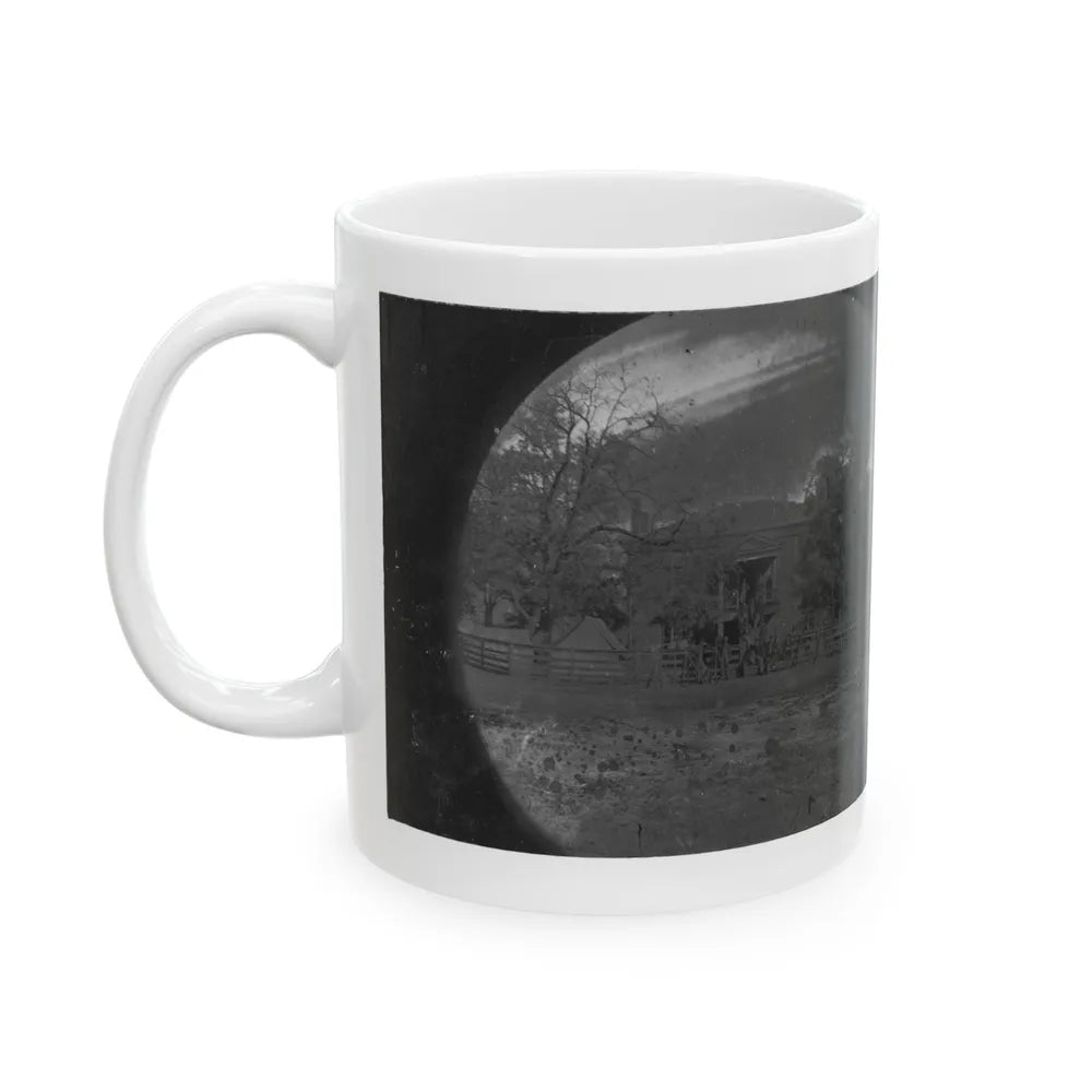 Appomattox Court House, Virginia. View Of Court House And Soldiers (U.S. Civil War) White Coffee Mug-Go Mug Yourself