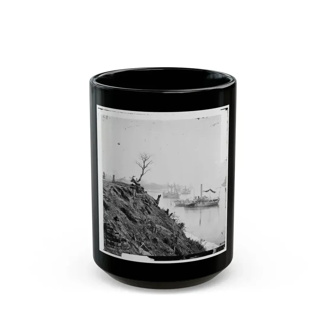Appomattox River, Virginia. Boat On The Appomattox River-3 (U.S. Civil War) Black Coffee Mug 15oz - Go Mug Yourself