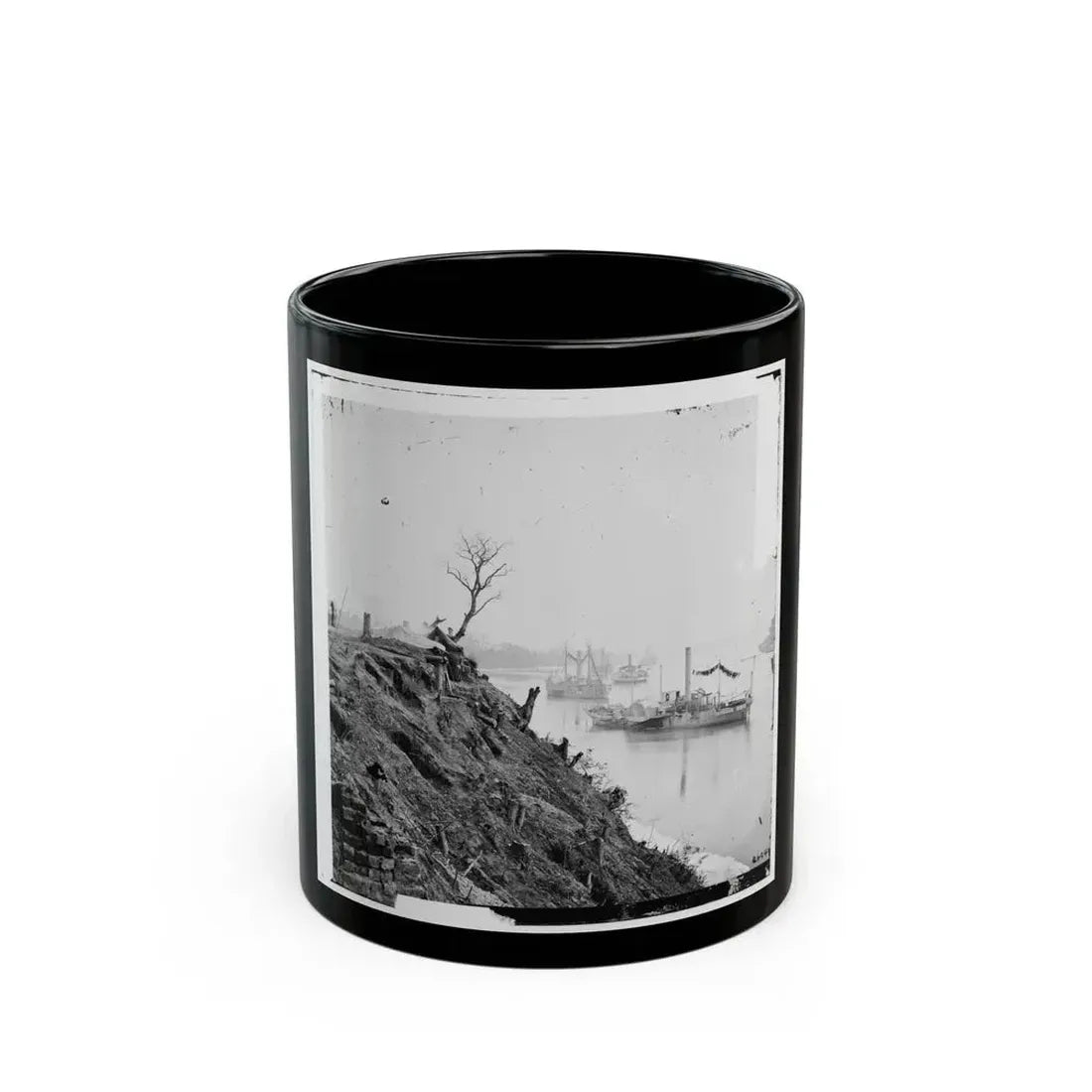 Appomattox River, Virginia. Boat On The Appomattox River-3 (U.S. Civil War) Black Coffee Mug - Go Mug Yourself