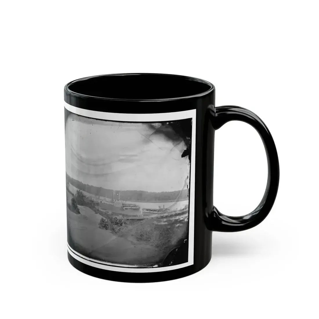 Appomattox River, Virginia. Medical Supply Boat Planter (U.S. Civil War) Black Coffee Mug - Go Mug Yourself
