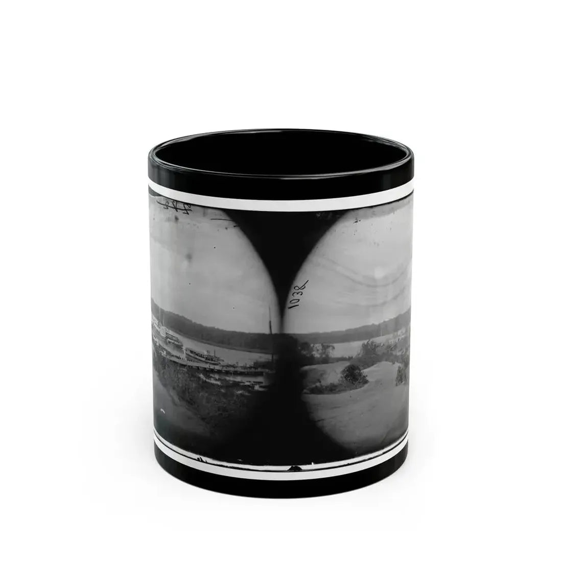 Appomattox River, Virginia. Medical Supply Boat Planter (U.S. Civil War) Black Coffee Mug - Go Mug Yourself