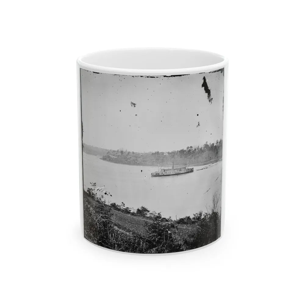 Appomattox River, Virginia. Boat On The Appomattox River-2 (U.S. Civil War) White Coffee Mug-11oz-Go Mug Yourself