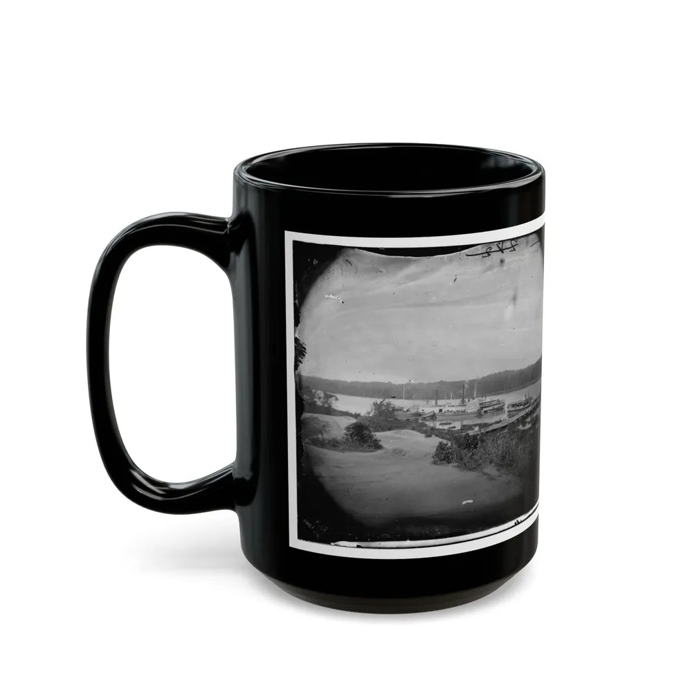 Appomattox River, Virginia. Medical Supply Boat Planter (U.S. Civil War) Black Coffee Mug-Go Mug Yourself