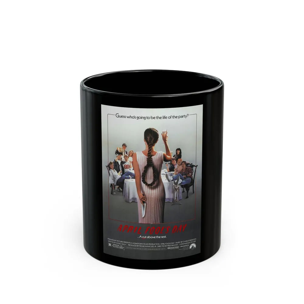 APRIL FOOL'S DAY 1986 Movie Poster - Black Coffee Mug-11oz-Go Mug Yourself