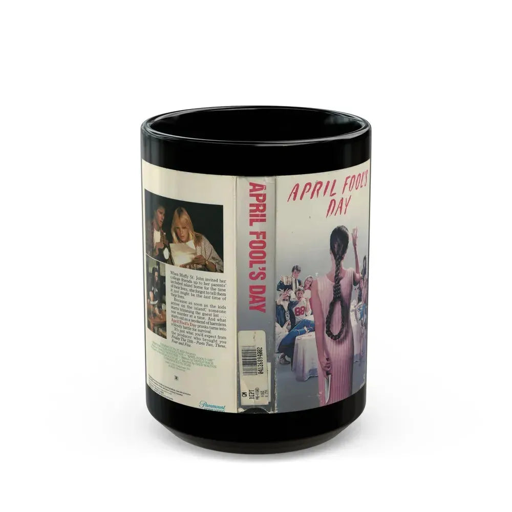 APRIL FOOLS DAY PARAMOUNT HOME VIDEO (VHS COVER) - Black Coffee Mug 15oz - Go Mug Yourself