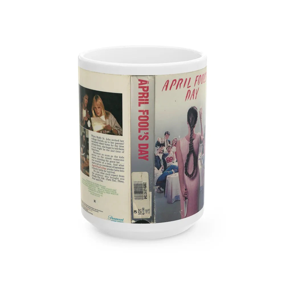 APRIL FOOLS DAY PARAMOUNT HOME VIDEO (VHS COVER) - White Coffee Mug-15oz-Go Mug Yourself