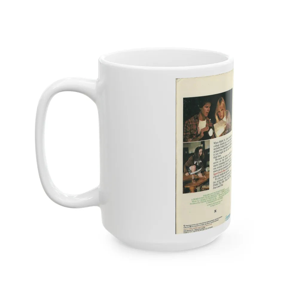 APRIL FOOLS DAY PARAMOUNT HOME VIDEO (VHS COVER) - White Coffee Mug-Go Mug Yourself