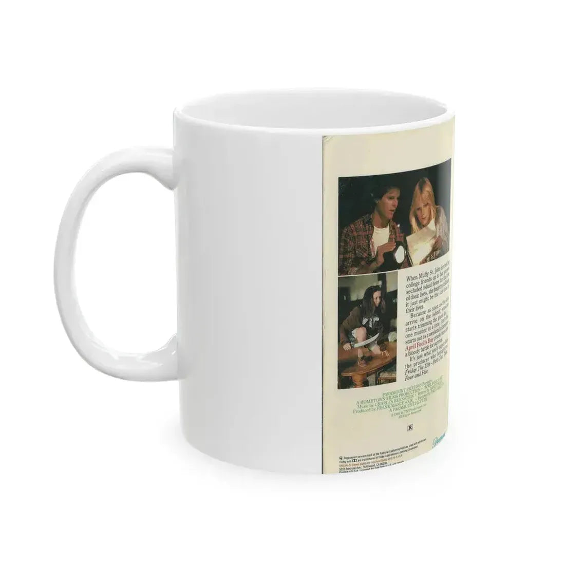 APRIL FOOLS DAY PARAMOUNT HOME VIDEO (VHS COVER) - White Coffee Mug - Go Mug Yourself