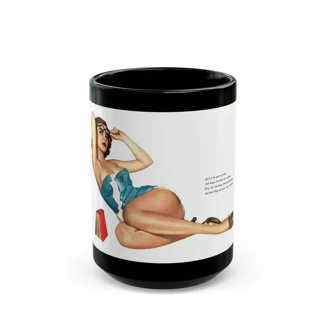 April for Esquire, January 1952 - Black Coffee Mug 15oz - Go Mug Yourself